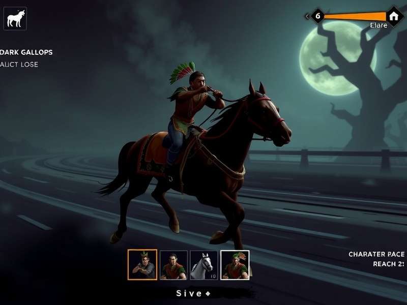 Gloom Gallop gameplay screenshot showing dark fantasy racing environment